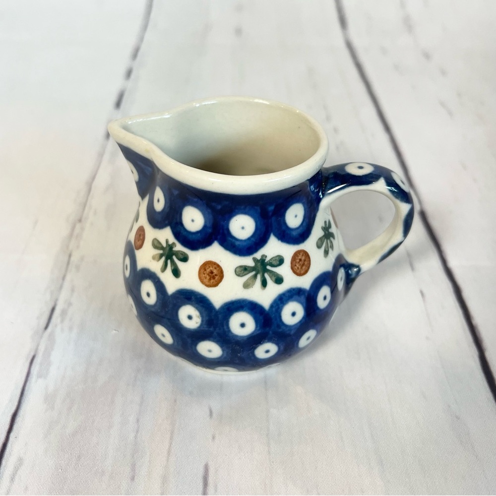 Boleslawiec Polish Pottery creamer pitcher in the
"Mosquito" pattern